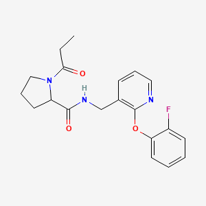 molecular formula C20H22FN3O3 B5460367 N-{[2-(2-fluorophenoxy)pyridin-3-yl]methyl}-1-propionylprolinamide 
