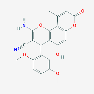 2-amino-4-(2,5-dimethoxyphenyl)-5-hydroxy-10-methyl-8-oxo-4H,8H-pyrano[2,3-f]chromene-3-carbonitrile
