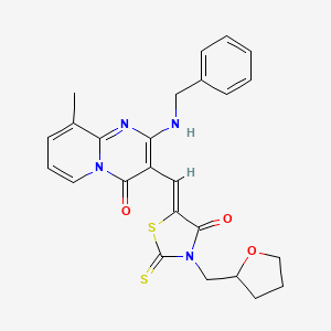 molecular formula C25H24N4O3S2 B5460432 2-(benzylamino)-9-methyl-3-{[4-oxo-3-(tetrahydro-2-furanylmethyl)-2-thioxo-1,3-thiazolidin-5-ylidene]methyl}-4H-pyrido[1,2-a]pyrimidin-4-one 