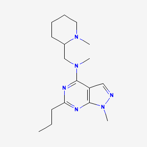 molecular formula C17H28N6 B5460535 N,1-dimethyl-N-[(1-methyl-2-piperidinyl)methyl]-6-propyl-1H-pyrazolo[3,4-d]pyrimidin-4-amine 