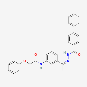 N-{3-[N-(4-biphenylylcarbonyl)ethanehydrazonoyl]phenyl}-2-phenoxyacetamide