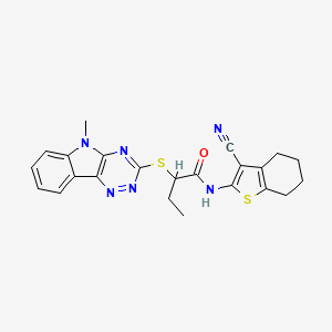 molecular formula C23H22N6OS2 B5460555 N-(3-cyano-4,5,6,7-tetrahydro-1-benzothien-2-yl)-2-[(5-methyl-5H-[1,2,4]triazino[5,6-b]indol-3-yl)thio]butanamide 