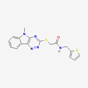 molecular formula C17H15N5OS2 B5460570 2-[(5-methyl-5H-[1,2,4]triazino[5,6-b]indol-3-yl)thio]-N-(2-thienylmethyl)acetamide 