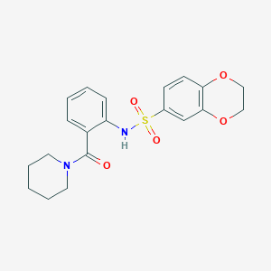 molecular formula C20H22N2O5S B5460585 N-[2-(1-piperidinylcarbonyl)phenyl]-2,3-dihydro-1,4-benzodioxine-6-sulfonamide 