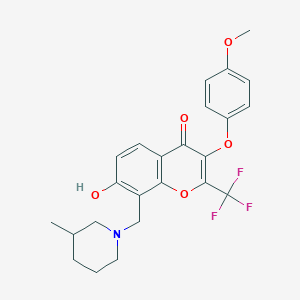 7-hydroxy-3-(4-methoxyphenoxy)-8-[(3-methyl-1-piperidinyl)methyl]-2-(trifluoromethyl)-4H-chromen-4-one