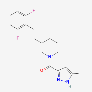 molecular formula C18H21F2N3O B5460618 3-[2-(2,6-difluorophenyl)ethyl]-1-[(3-methyl-1H-pyrazol-5-yl)carbonyl]piperidine 
