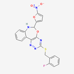 molecular formula C21H14FN5O4S B5460623 3-[(2-fluorobenzyl)thio]-6-(5-nitro-2-furyl)-6,7-dihydro[1,2,4]triazino[5,6-d][3,1]benzoxazepine 