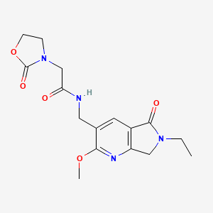 N-[(6-ethyl-2-methoxy-5-oxo-6,7-dihydro-5H-pyrrolo[3,4-b]pyridin-3-yl)methyl]-2-(2-oxo-1,3-oxazolidin-3-yl)acetamide