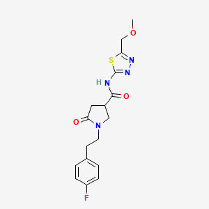 molecular formula C17H19FN4O3S B5460663 1-[2-(4-fluorophenyl)ethyl]-N-[5-(methoxymethyl)-1,3,4-thiadiazol-2-yl]-5-oxopyrrolidine-3-carboxamide 