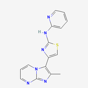 molecular formula C15H12N6S B5460677 N-[4-(2-methylimidazo[1,2-a]pyrimidin-3-yl)-1,3-thiazol-2-yl]-2-pyridinamine 