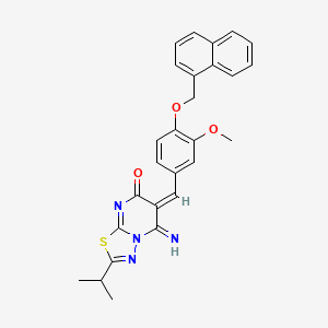 molecular formula C27H24N4O3S B5460682 5-imino-2-isopropyl-6-[3-methoxy-4-(1-naphthylmethoxy)benzylidene]-5,6-dihydro-7H-[1,3,4]thiadiazolo[3,2-a]pyrimidin-7-one 