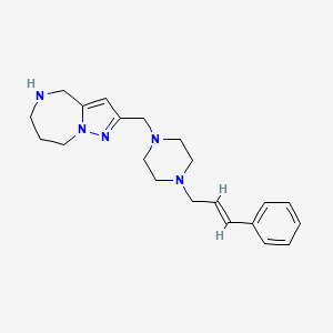 molecular formula C21H29N5 B5460687 2-({4-[(2E)-3-phenyl-2-propen-1-yl]-1-piperazinyl}methyl)-5,6,7,8-tetrahydro-4H-pyrazolo[1,5-a][1,4]diazepine 