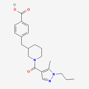 molecular formula C21H27N3O3 B5460690 4-({1-[(5-methyl-1-propyl-1H-pyrazol-4-yl)carbonyl]-3-piperidinyl}methyl)benzoic acid 