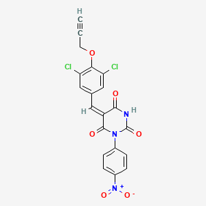 molecular formula C20H11Cl2N3O6 B5460710 5-[3,5-dichloro-4-(2-propyn-1-yloxy)benzylidene]-1-(4-nitrophenyl)-2,4,6(1H,3H,5H)-pyrimidinetrione 