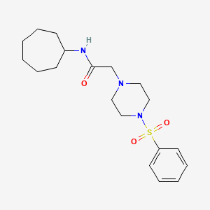 molecular formula C19H29N3O3S B5460735 N-cycloheptyl-2-[4-(phenylsulfonyl)-1-piperazinyl]acetamide 