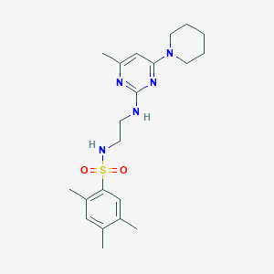 molecular formula C21H31N5O2S B5460781 2,4,5-trimethyl-N-(2-{[4-methyl-6-(1-piperidinyl)-2-pyrimidinyl]amino}ethyl)benzenesulfonamide 