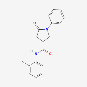 molecular formula C18H18N2O2 B5460830 N-(2-methylphenyl)-5-oxo-1-phenyl-3-pyrrolidinecarboxamide 