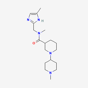 molecular formula C18H31N5O B5460845 N,1'-dimethyl-N-[(4-methyl-1H-imidazol-2-yl)methyl]-1,4'-bipiperidine-3-carboxamide 