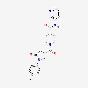 molecular formula C23H26N4O3 B5460945 1-{[1-(4-methylphenyl)-5-oxo-3-pyrrolidinyl]carbonyl}-N-3-pyridinyl-4-piperidinecarboxamide 