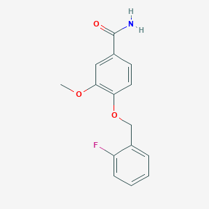 molecular formula C15H14FNO3 B5460965 4-[(2-fluorobenzyl)oxy]-3-methoxybenzamide 