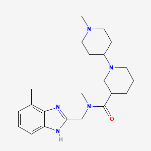 molecular formula C22H33N5O B5460967 N,1'-dimethyl-N-[(7-methyl-1H-benzimidazol-2-yl)methyl]-1,4'-bipiperidine-3-carboxamide 