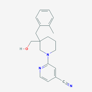 molecular formula C20H23N3O B5460975 2-[3-(hydroxymethyl)-3-(2-methylbenzyl)piperidin-1-yl]isonicotinonitrile 