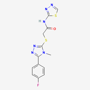 molecular formula C13H11FN6OS2 B5460983 2-{[5-(4-fluorophenyl)-4-methyl-4H-1,2,4-triazol-3-yl]thio}-N-1,3,4-thiadiazol-2-ylacetamide 