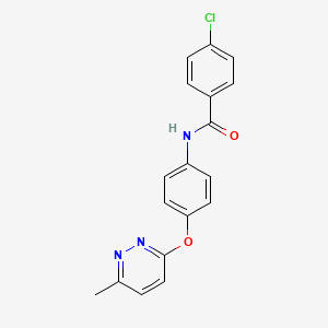 molecular formula C18H14ClN3O2 B5460985 4-chloro-N-{4-[(6-methyl-3-pyridazinyl)oxy]phenyl}benzamide 