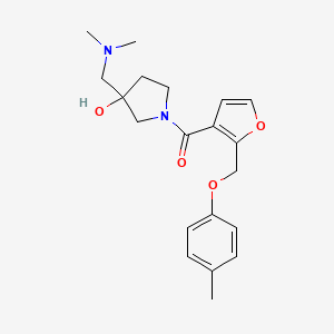 molecular formula C20H26N2O4 B5461021 3-[(dimethylamino)methyl]-1-{2-[(4-methylphenoxy)methyl]-3-furoyl}-3-pyrrolidinol 