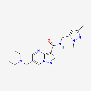 molecular formula C18H25N7O B5461044 6-[(diethylamino)methyl]-N-[(1,3-dimethyl-1H-pyrazol-5-yl)methyl]pyrazolo[1,5-a]pyrimidine-3-carboxamide 
