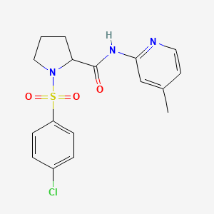 molecular formula C17H18ClN3O3S B5461073 1-[(4-chlorophenyl)sulfonyl]-N-(4-methyl-2-pyridinyl)prolinamide 