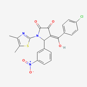 molecular formula C22H16ClN3O5S B5461132 4-(4-chlorobenzoyl)-1-(4,5-dimethyl-1,3-thiazol-2-yl)-3-hydroxy-5-(3-nitrophenyl)-1,5-dihydro-2H-pyrrol-2-one 