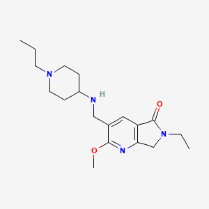 molecular formula C19H30N4O2 B5461233 6-ethyl-2-methoxy-3-{[(1-propylpiperidin-4-yl)amino]methyl}-6,7-dihydro-5H-pyrrolo[3,4-b]pyridin-5-one 