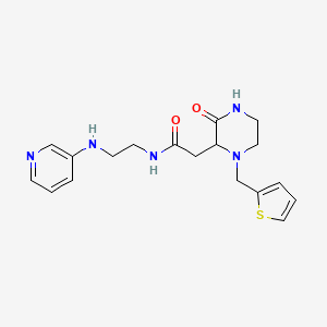 molecular formula C18H23N5O2S B5461242 2-[3-oxo-1-(2-thienylmethyl)-2-piperazinyl]-N-[2-(3-pyridinylamino)ethyl]acetamide 