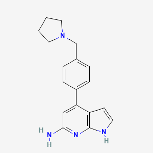 molecular formula C18H20N4 B5461355 4-[4-(pyrrolidin-1-ylmethyl)phenyl]-1H-pyrrolo[2,3-b]pyridin-6-amine 