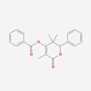 molecular formula C21H20O4 B5461362 3,3,5-trimethyl-6-oxo-2-phenyl-3,6-dihydro-2H-pyran-4-yl benzoate 