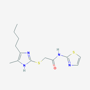 molecular formula C13H18N4OS2 B5461381 2-[(5-butyl-4-methyl-1H-imidazol-2-yl)thio]-N-1,3-thiazol-2-ylacetamide 
