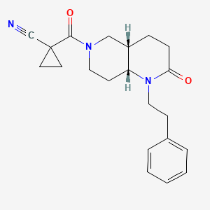 molecular formula C21H25N3O2 B5461382 1-{[(4aS*,8aR*)-2-oxo-1-(2-phenylethyl)octahydro-1,6-naphthyridin-6(2H)-yl]carbonyl}cyclopropanecarbonitrile 