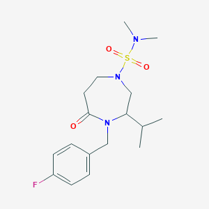 molecular formula C17H26FN3O3S B5461414 4-(4-fluorobenzyl)-3-isopropyl-N,N-dimethyl-5-oxo-1,4-diazepane-1-sulfonamide 