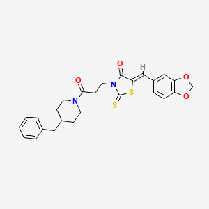 molecular formula C26H26N2O4S2 B5461435 5-(1,3-benzodioxol-5-ylmethylene)-3-[3-(4-benzyl-1-piperidinyl)-3-oxopropyl]-2-thioxo-1,3-thiazolidin-4-one 