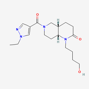 molecular formula C18H28N4O3 B5461437 (4aS*,8aR*)-6-[(1-ethyl-1H-pyrazol-4-yl)carbonyl]-1-(4-hydroxybutyl)octahydro-1,6-naphthyridin-2(1H)-one 
