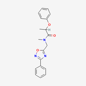 molecular formula C19H19N3O3 B5461521 N-methyl-2-phenoxy-N-[(3-phenyl-1,2,4-oxadiazol-5-yl)methyl]propanamide 