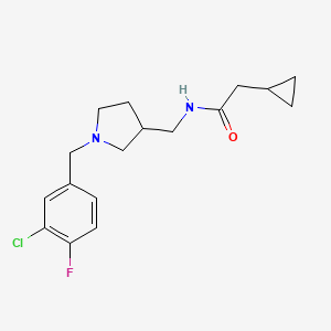 molecular formula C17H22ClFN2O B5461549 N-{[1-(3-chloro-4-fluorobenzyl)pyrrolidin-3-yl]methyl}-2-cyclopropylacetamide 