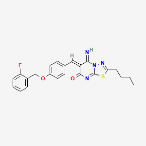 molecular formula C23H21FN4O2S B5461579 2-butyl-6-{4-[(2-fluorobenzyl)oxy]benzylidene}-5-imino-5,6-dihydro-7H-[1,3,4]thiadiazolo[3,2-a]pyrimidin-7-one 