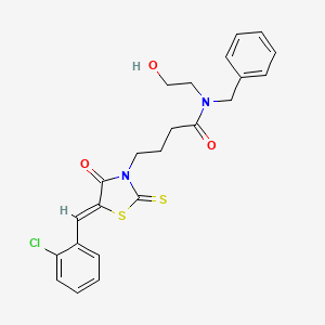 molecular formula C23H23ClN2O3S2 B5461594 N-benzyl-4-[5-(2-chlorobenzylidene)-4-oxo-2-thioxo-1,3-thiazolidin-3-yl]-N-(2-hydroxyethyl)butanamide 