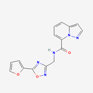 molecular formula C15H11N5O3 B5461617 N-{[5-(2-furyl)-1,2,4-oxadiazol-3-yl]methyl}pyrazolo[1,5-a]pyridine-7-carboxamide 
