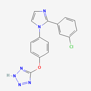 molecular formula C16H11ClN6O B5461636 5-{4-[2-(3-chlorophenyl)-1H-imidazol-1-yl]phenoxy}-1H-tetrazole 