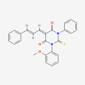 molecular formula C26H20N2O3S B5461755 1-(2-methoxyphenyl)-3-phenyl-5-(3-phenyl-2-propen-1-ylidene)-2-thioxodihydro-4,6(1H,5H)-pyrimidinedione 