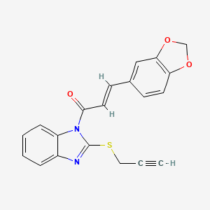 molecular formula C20H14N2O3S B5461760 1-[3-(1,3-benzodioxol-5-yl)acryloyl]-2-(2-propyn-1-ylthio)-1H-benzimidazole 