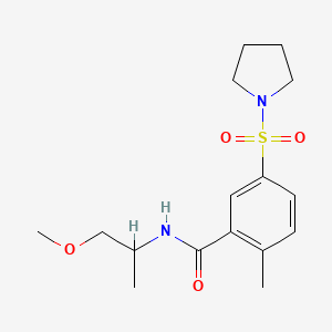 molecular formula C16H24N2O4S B5461856 N-(2-methoxy-1-methylethyl)-2-methyl-5-(1-pyrrolidinylsulfonyl)benzamide 